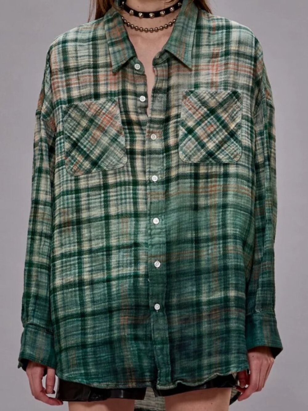 R13 NWOT Green Drop Neck Work Shirt XS